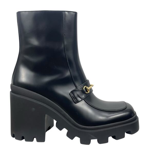 Gucci Magnum Calf Leather Horsebit Lug Sole Boots Black Size 40 - Picture 4 of 16